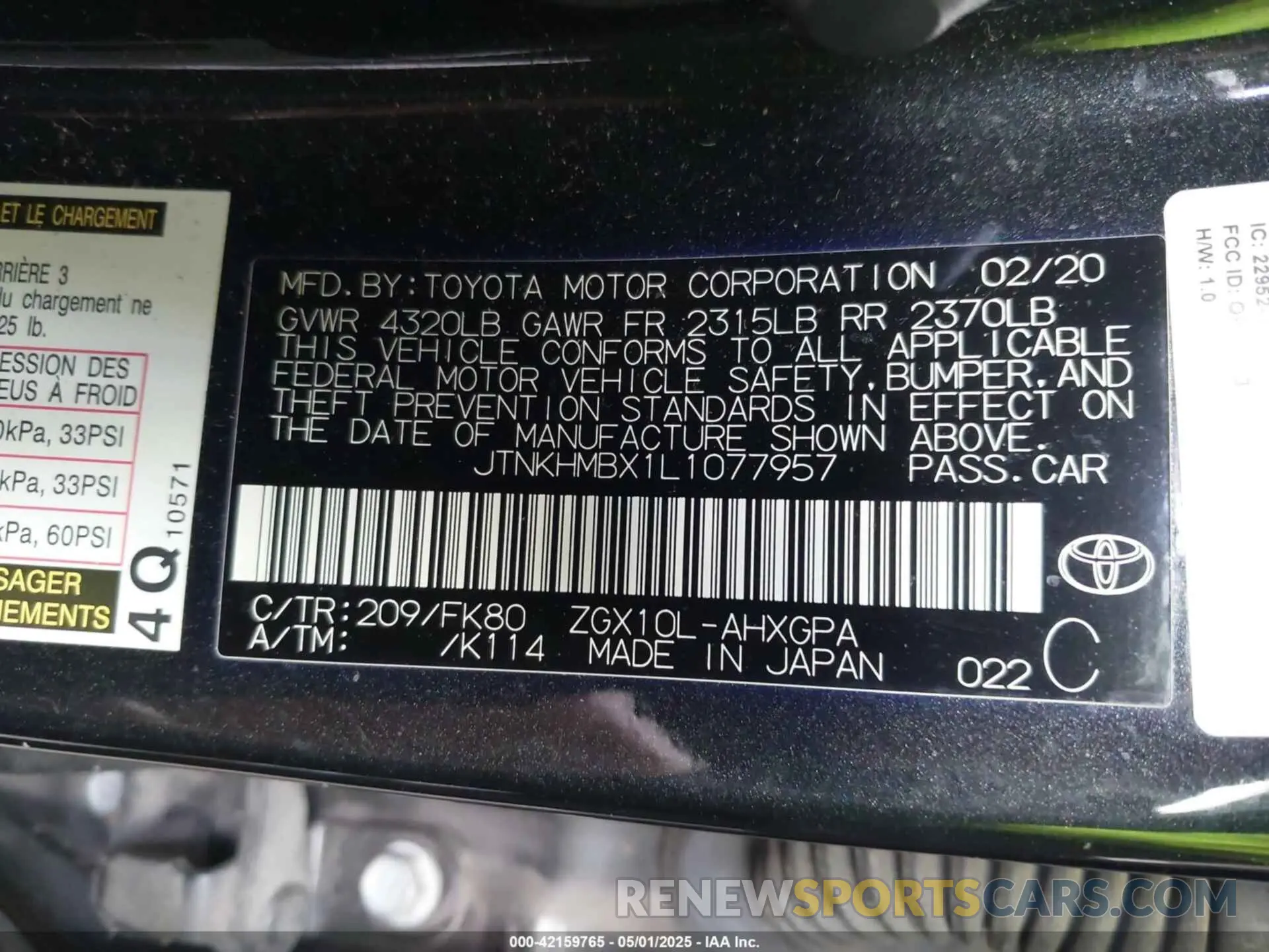 9 Photograph of a damaged car JTNKHMBX1L1077957 TOYOTA C-HR 2020