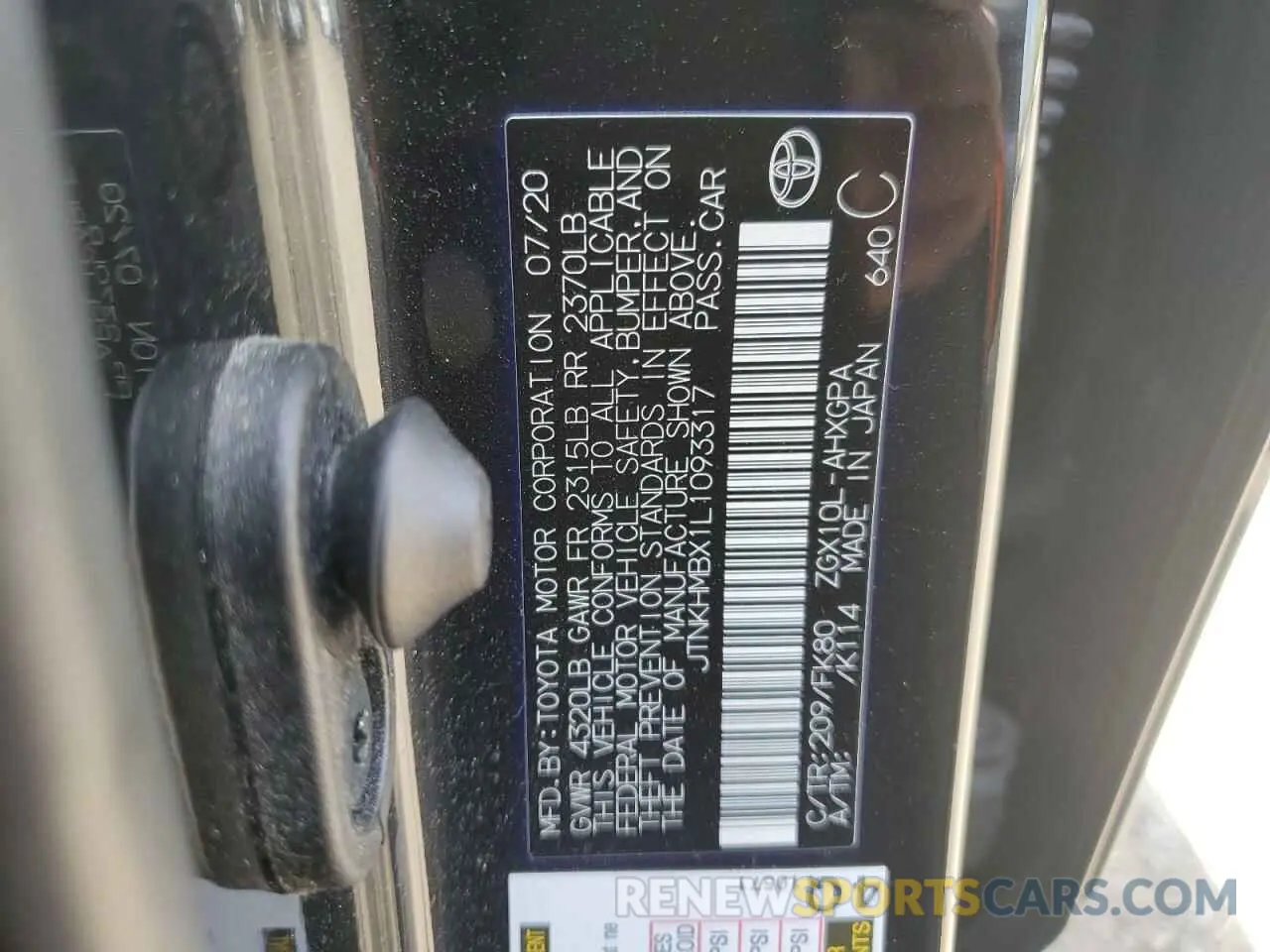 13 Photograph of a damaged car JTNKHMBX1L1093317 TOYOTA C-HR 2020