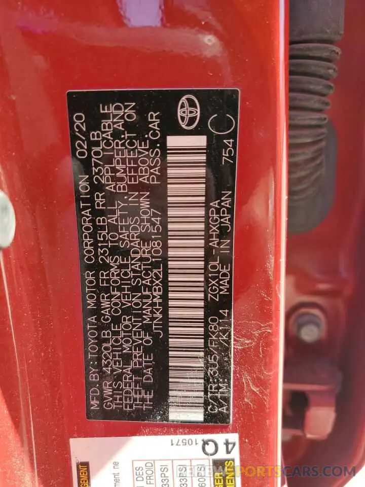 14 Photograph of a damaged car JTNKHMBX2L1081547 TOYOTA C-HR 2020
