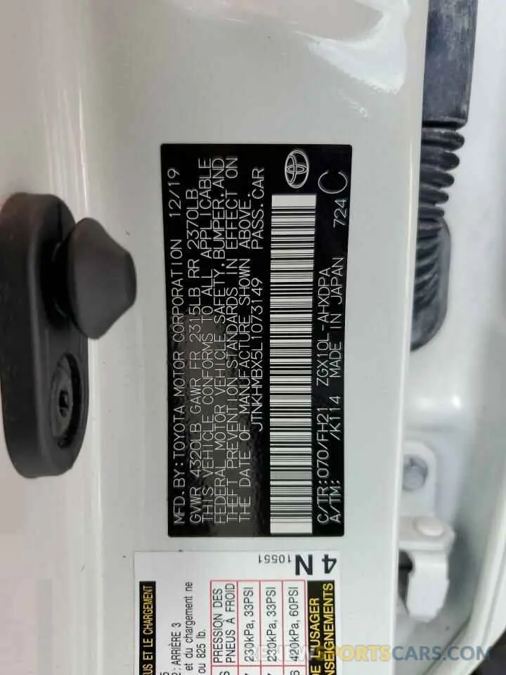 14 Photograph of a damaged car JTNKHMBX5L1073149 TOYOTA C-HR 2020