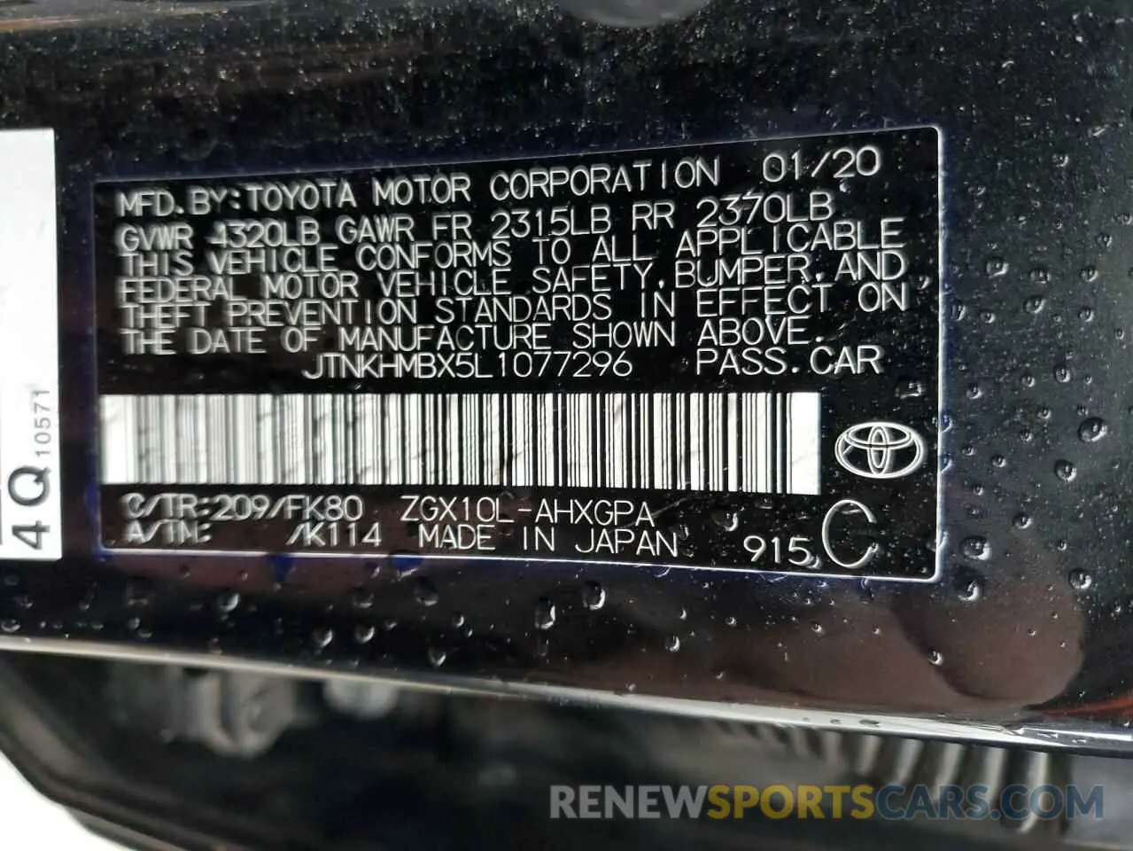 13 Photograph of a damaged car JTNKHMBX5L1077296 TOYOTA C-HR 2020