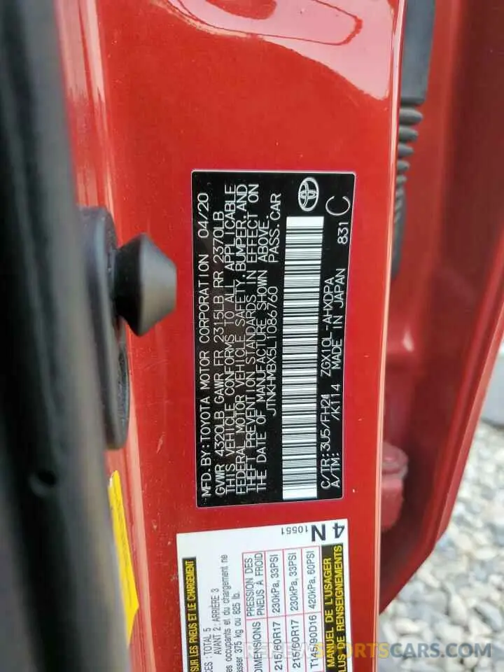 13 Photograph of a damaged car JTNKHMBX5L1086760 TOYOTA C-HR 2020