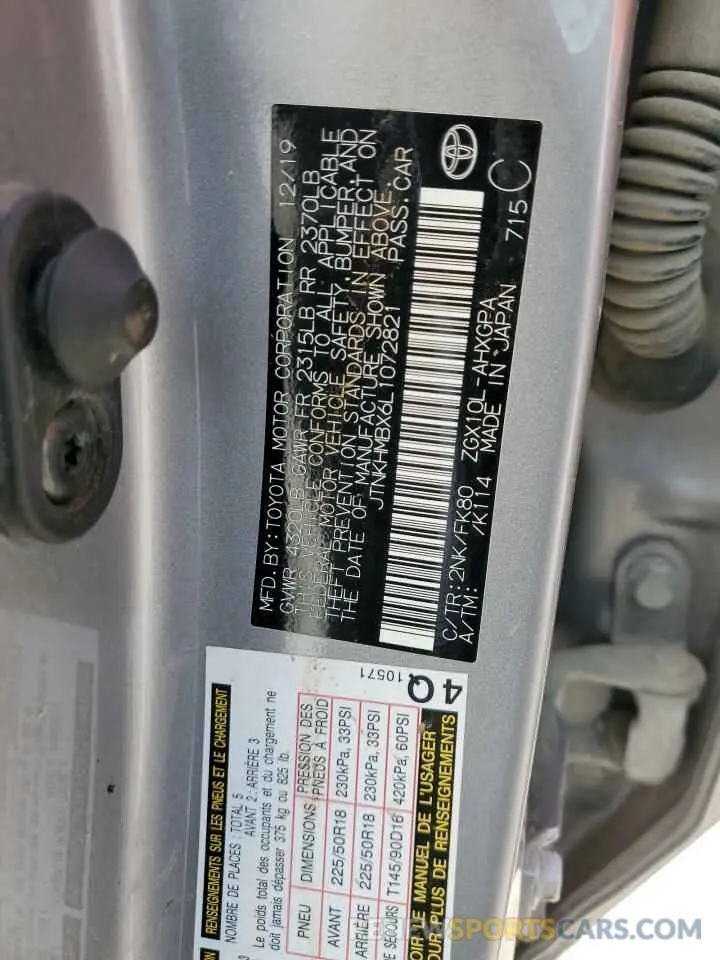12 Photograph of a damaged car JTNKHMBX6L1072821 TOYOTA C-HR 2020