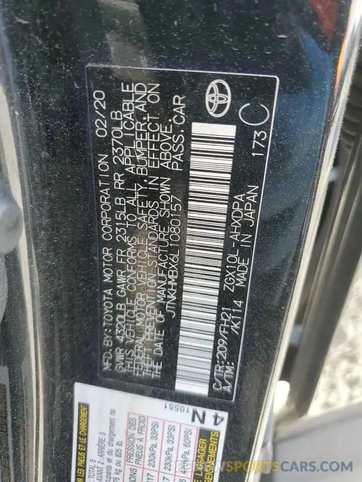 12 Photograph of a damaged car JTNKHMBX6L1080157 TOYOTA C-HR 2020