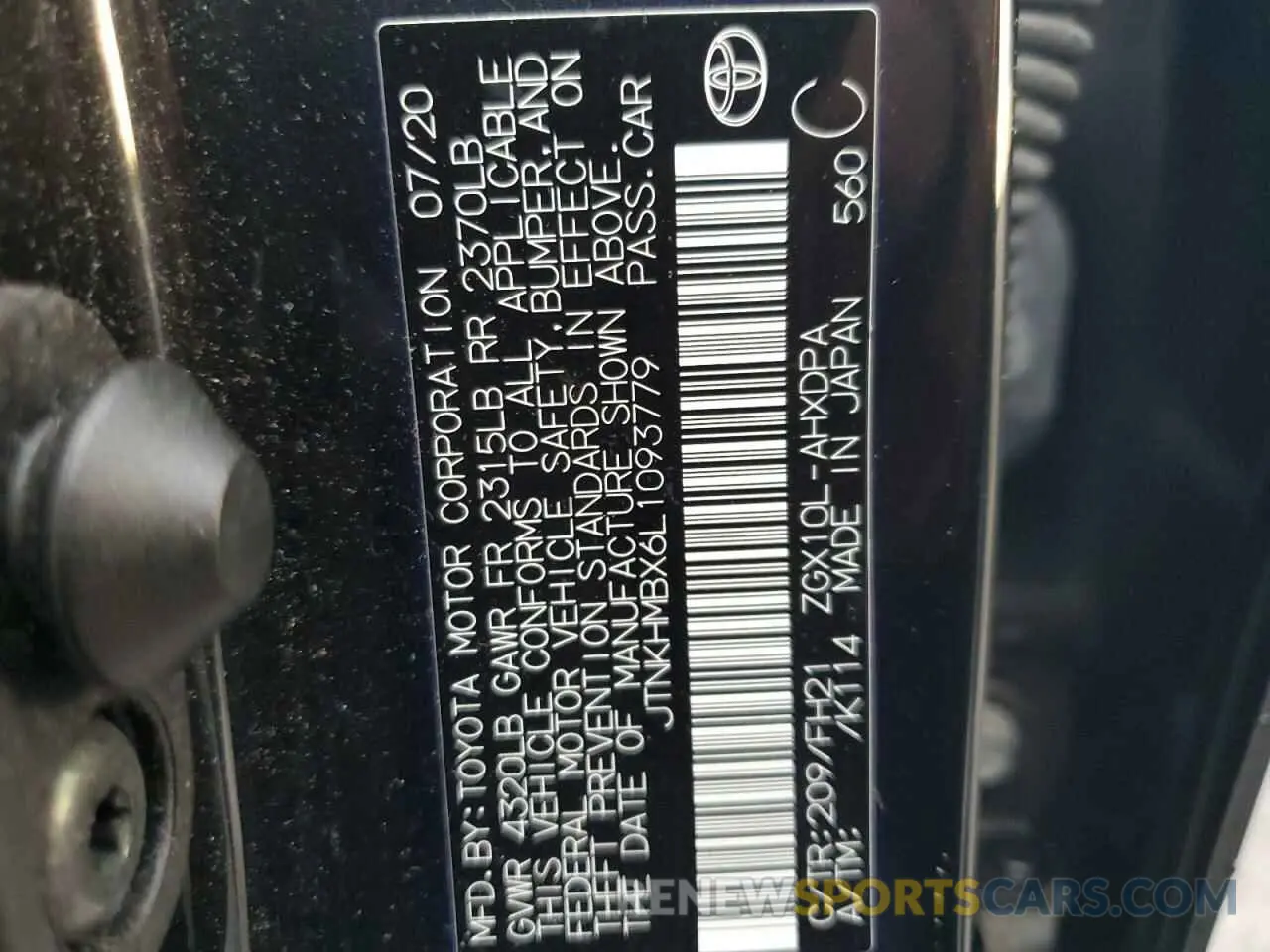 14 Photograph of a damaged car JTNKHMBX6L1093779 TOYOTA C-HR 2020