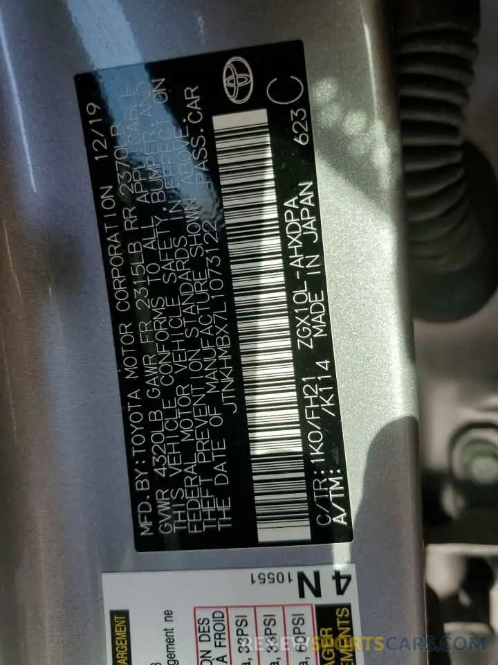 13 Photograph of a damaged car JTNKHMBX7L1073122 TOYOTA C-HR 2020