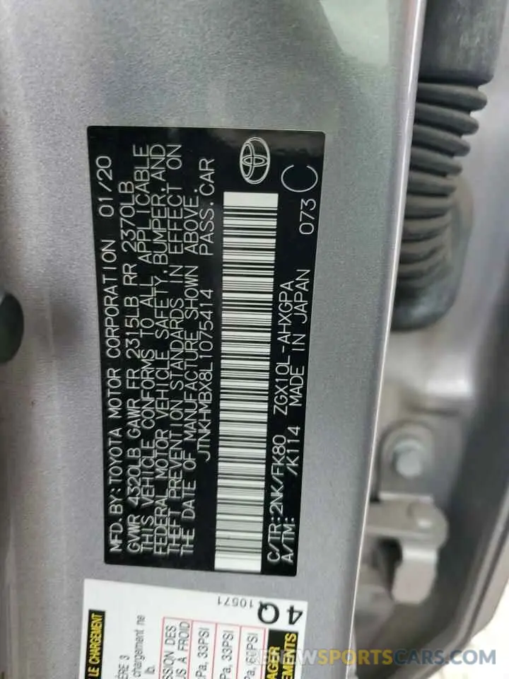 14 Photograph of a damaged car JTNKHMBX8L1075414 TOYOTA C-HR 2020