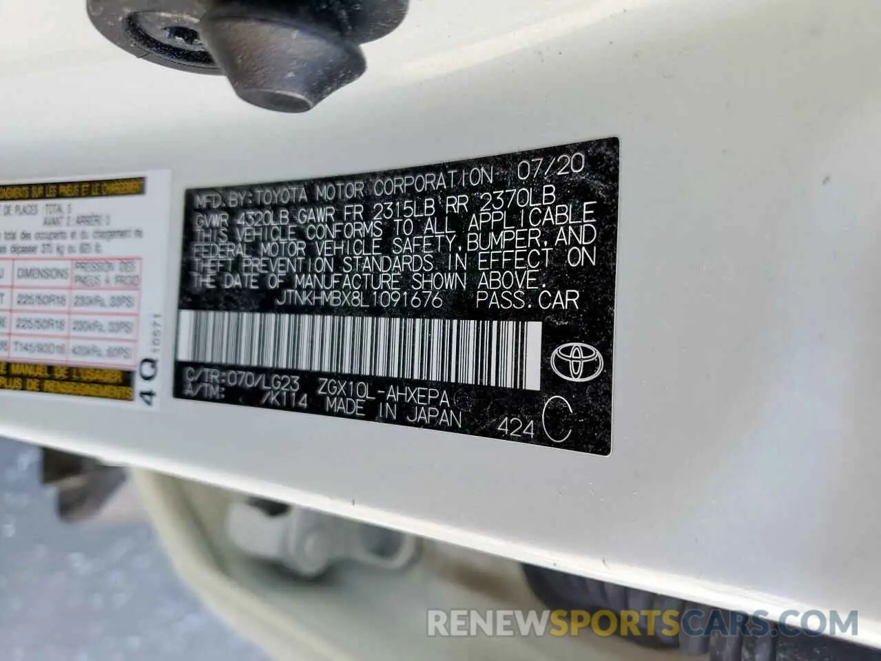 14 Photograph of a damaged car JTNKHMBX8L1091676 TOYOTA C-HR 2020