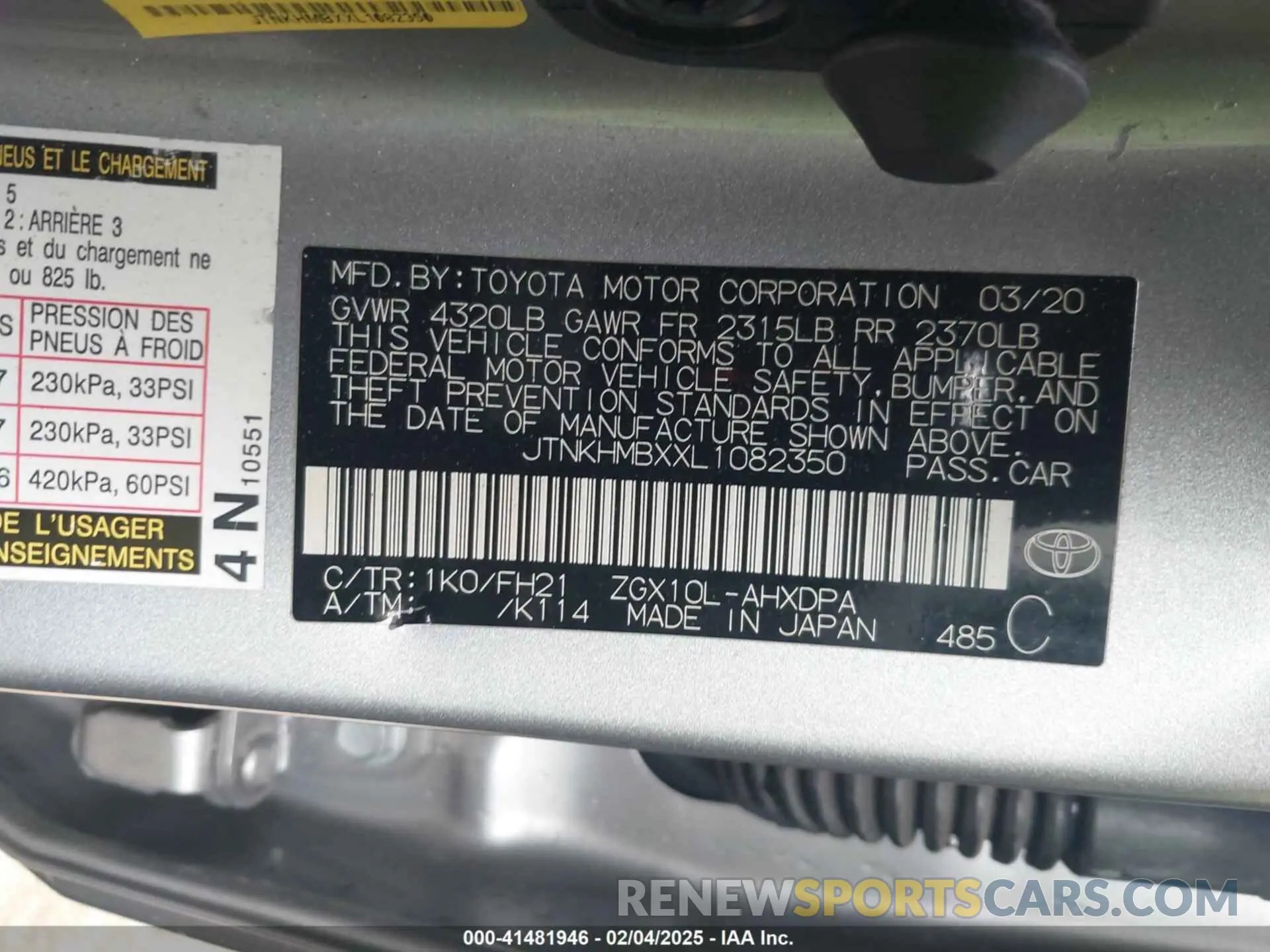 9 Photograph of a damaged car JTNKHMBXXL1082350 TOYOTA C-HR 2020