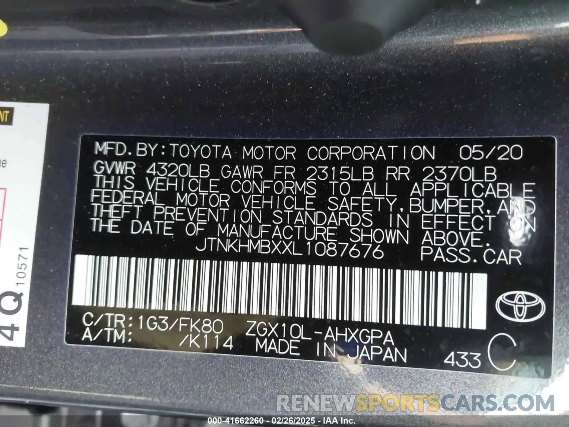9 Photograph of a damaged car JTNKHMBXXL1087676 TOYOTA C-HR 2020