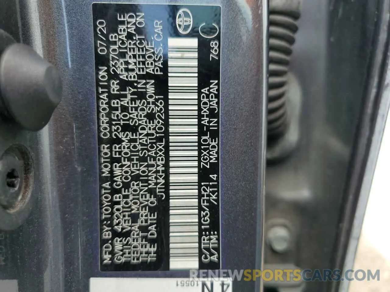 13 Photograph of a damaged car JTNKHMBXXL1092361 TOYOTA C-HR 2020