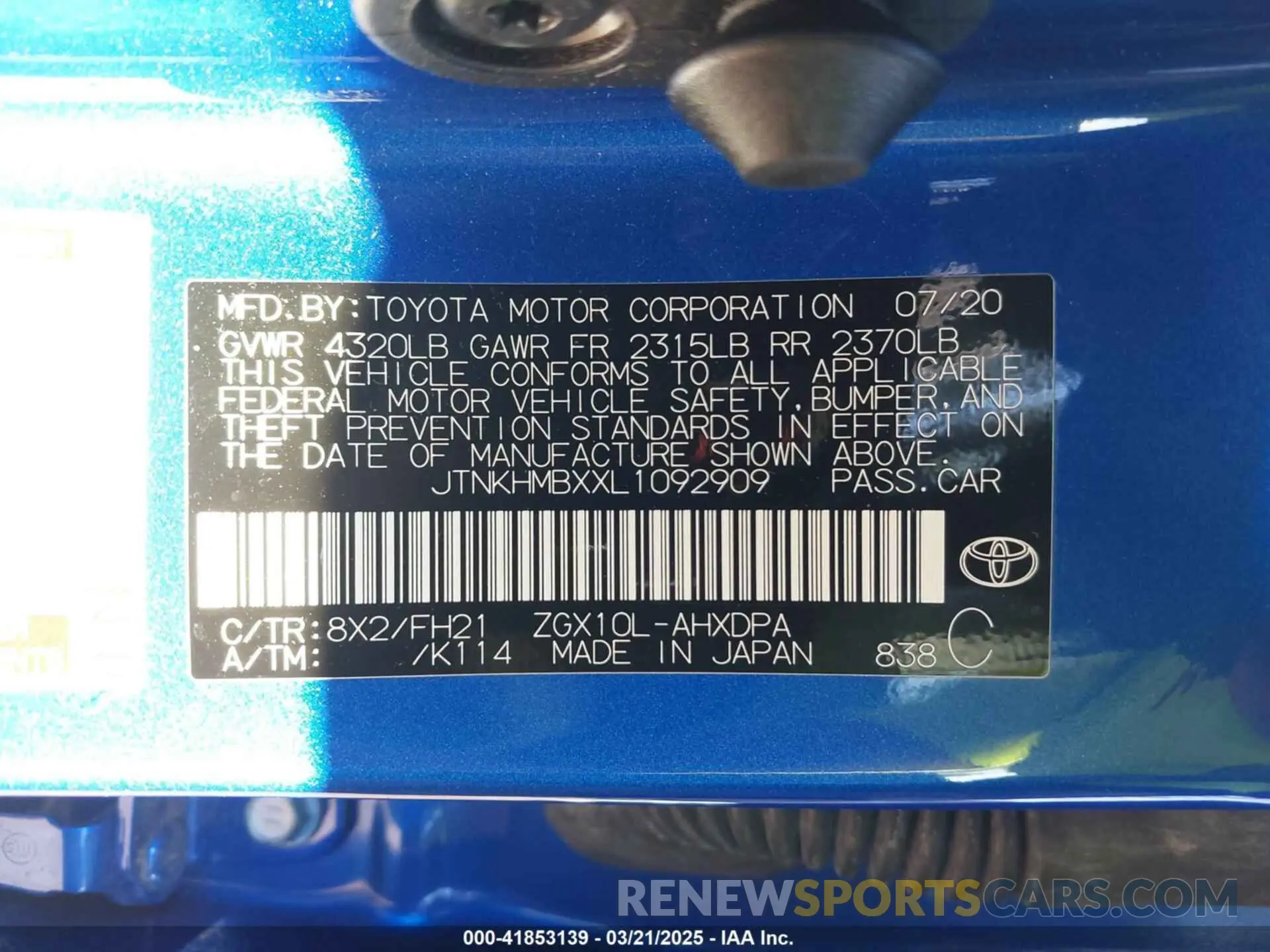 9 Photograph of a damaged car JTNKHMBXXL1092909 TOYOTA C-HR 2020