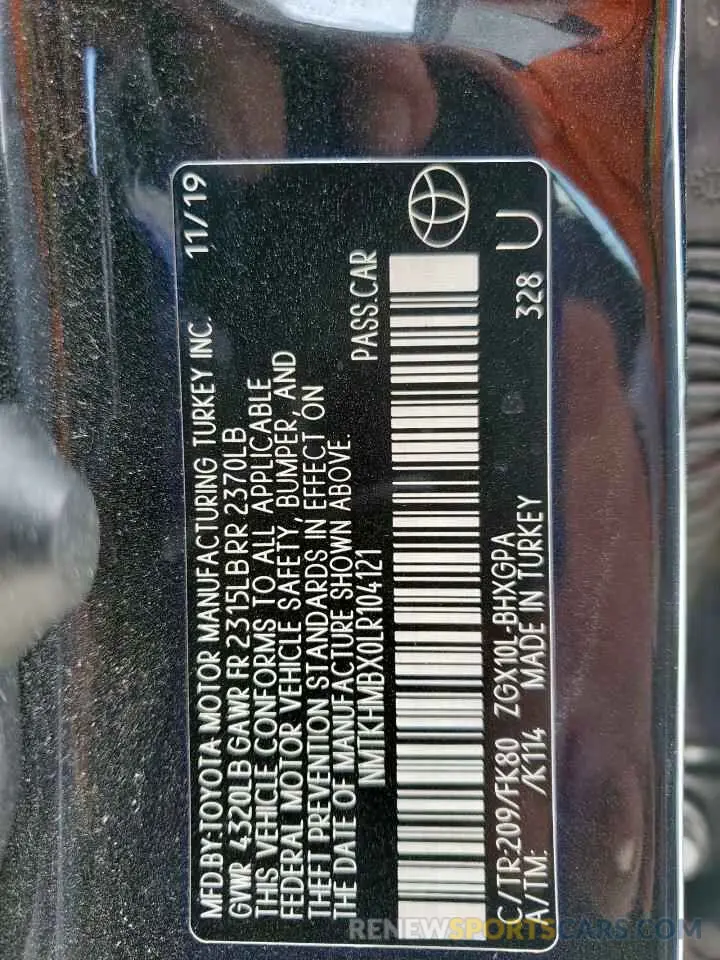 15 Photograph of a damaged car NMTKHMBX0LR104121 TOYOTA C-HR 2020