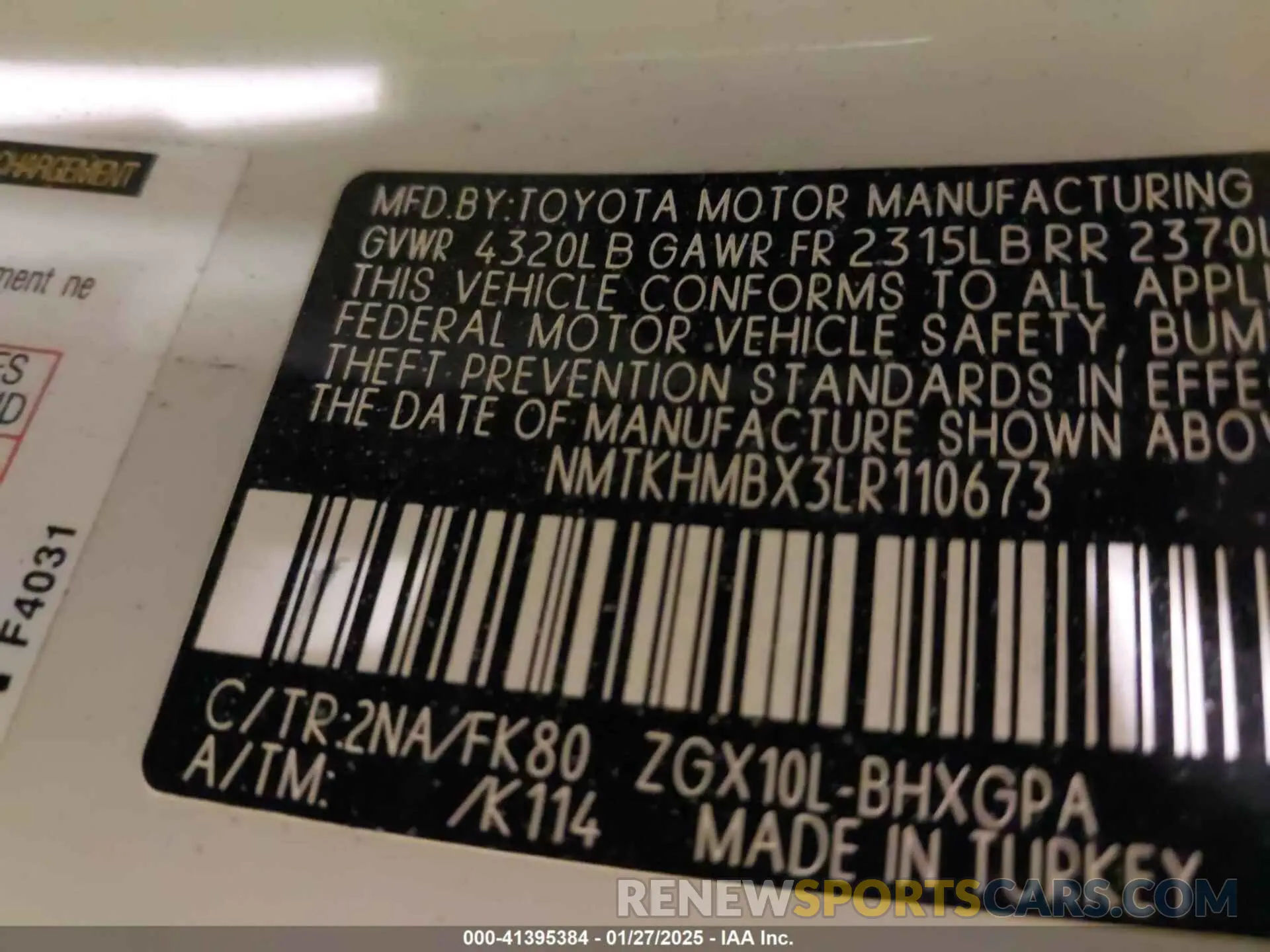 9 Photograph of a damaged car NMTKHMBX3LR110673 TOYOTA C-HR 2020
