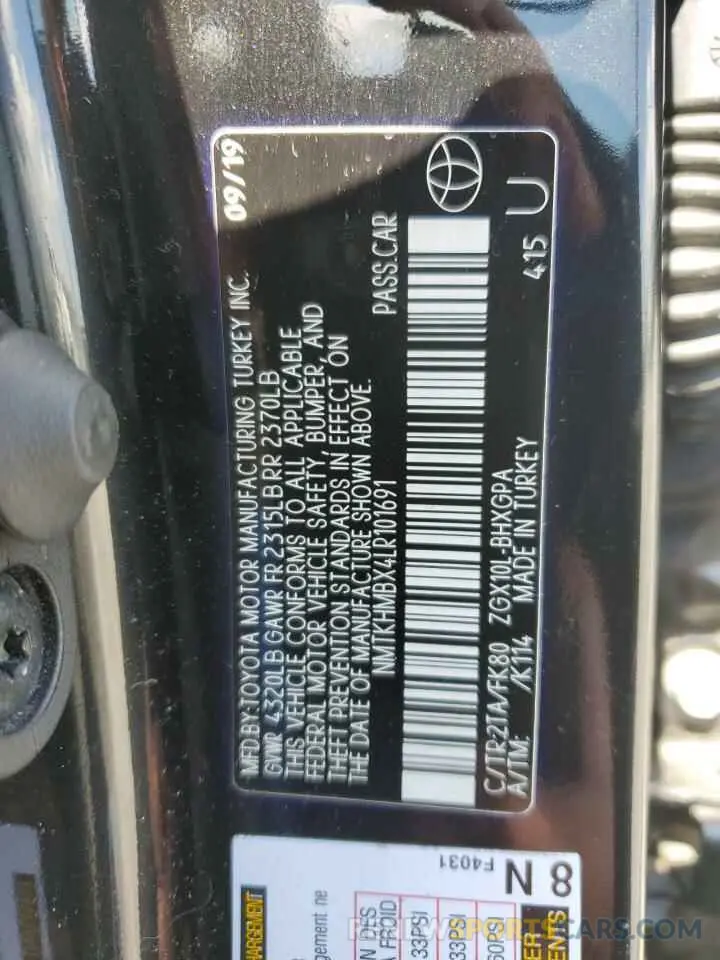 14 Photograph of a damaged car NMTKHMBX4LR101691 TOYOTA C-HR 2020