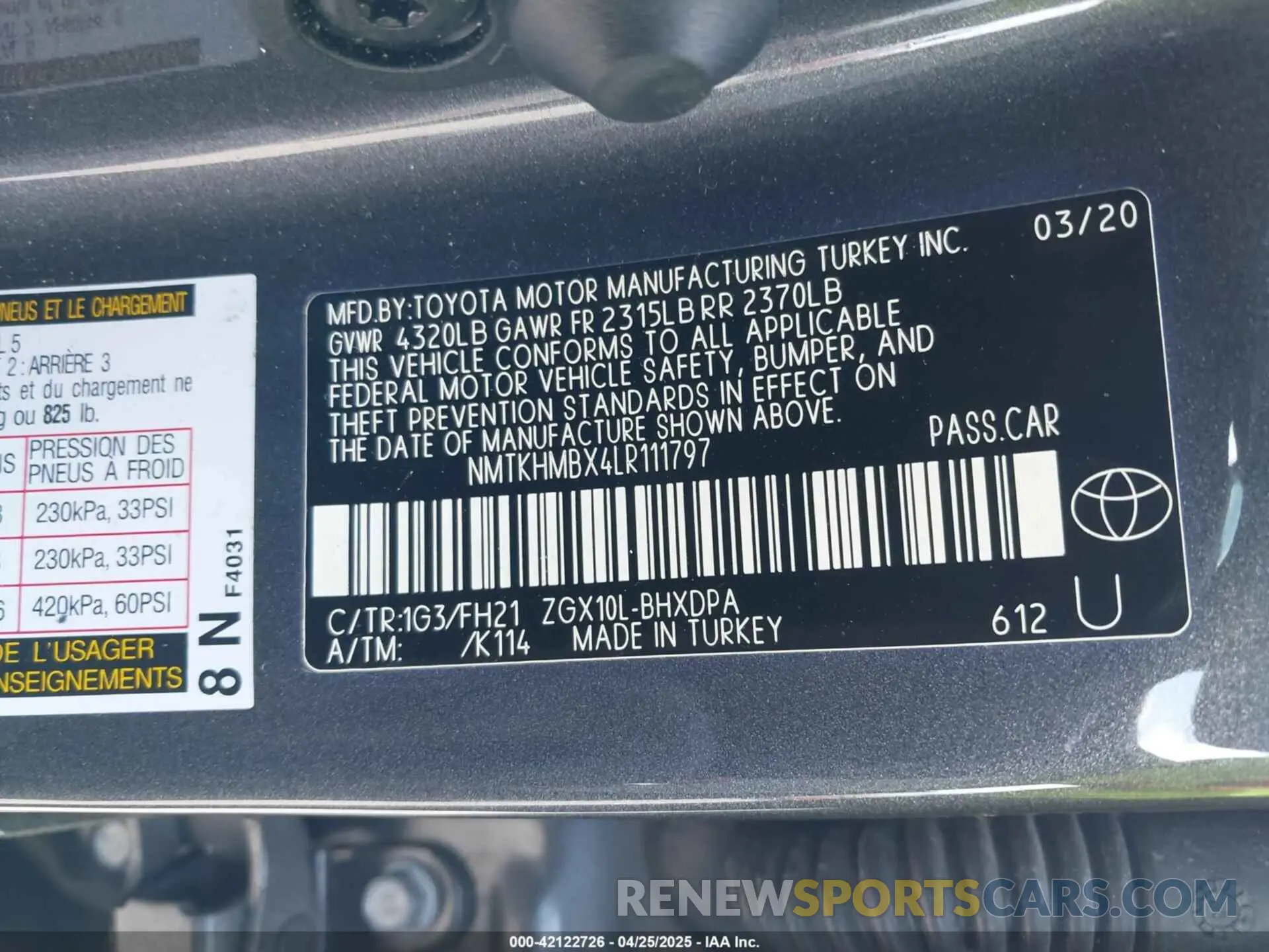 9 Photograph of a damaged car NMTKHMBX4LR111797 TOYOTA C-HR 2020