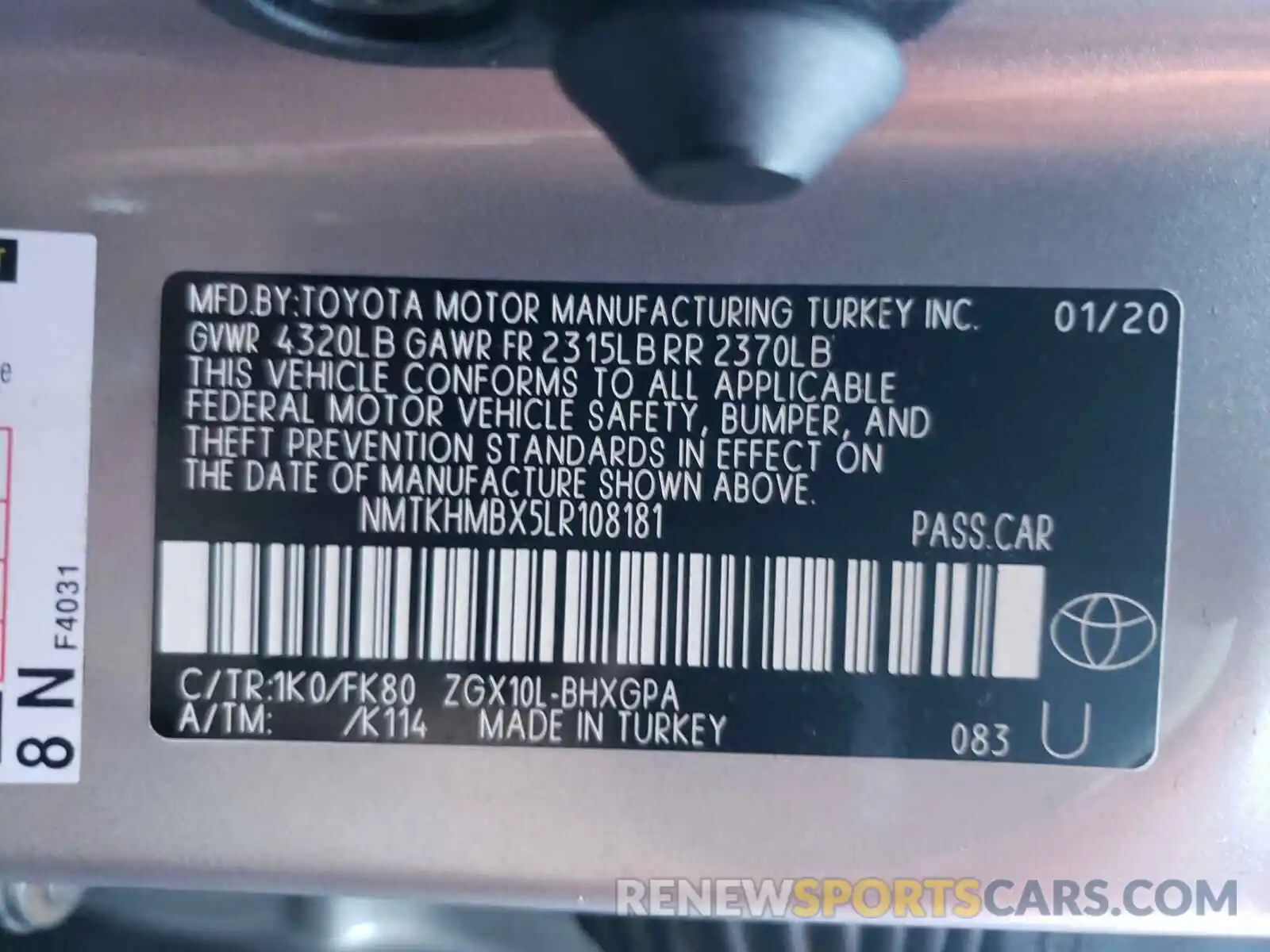 10 Photograph of a damaged car NMTKHMBX5LR108181 TOYOTA C-HR 2020