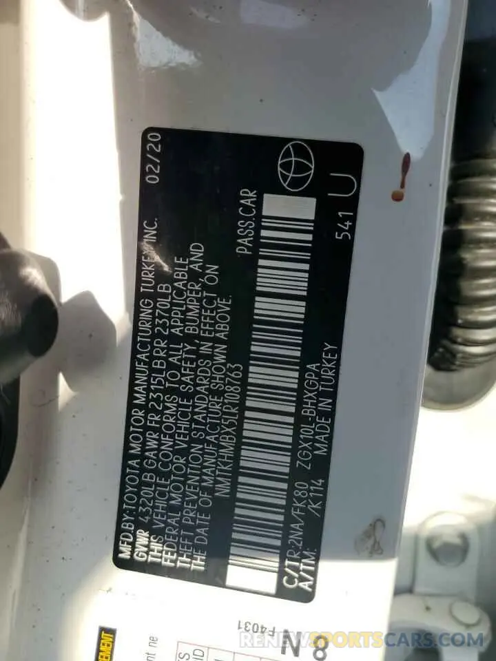 13 Photograph of a damaged car NMTKHMBX5LR108763 TOYOTA C-HR 2020