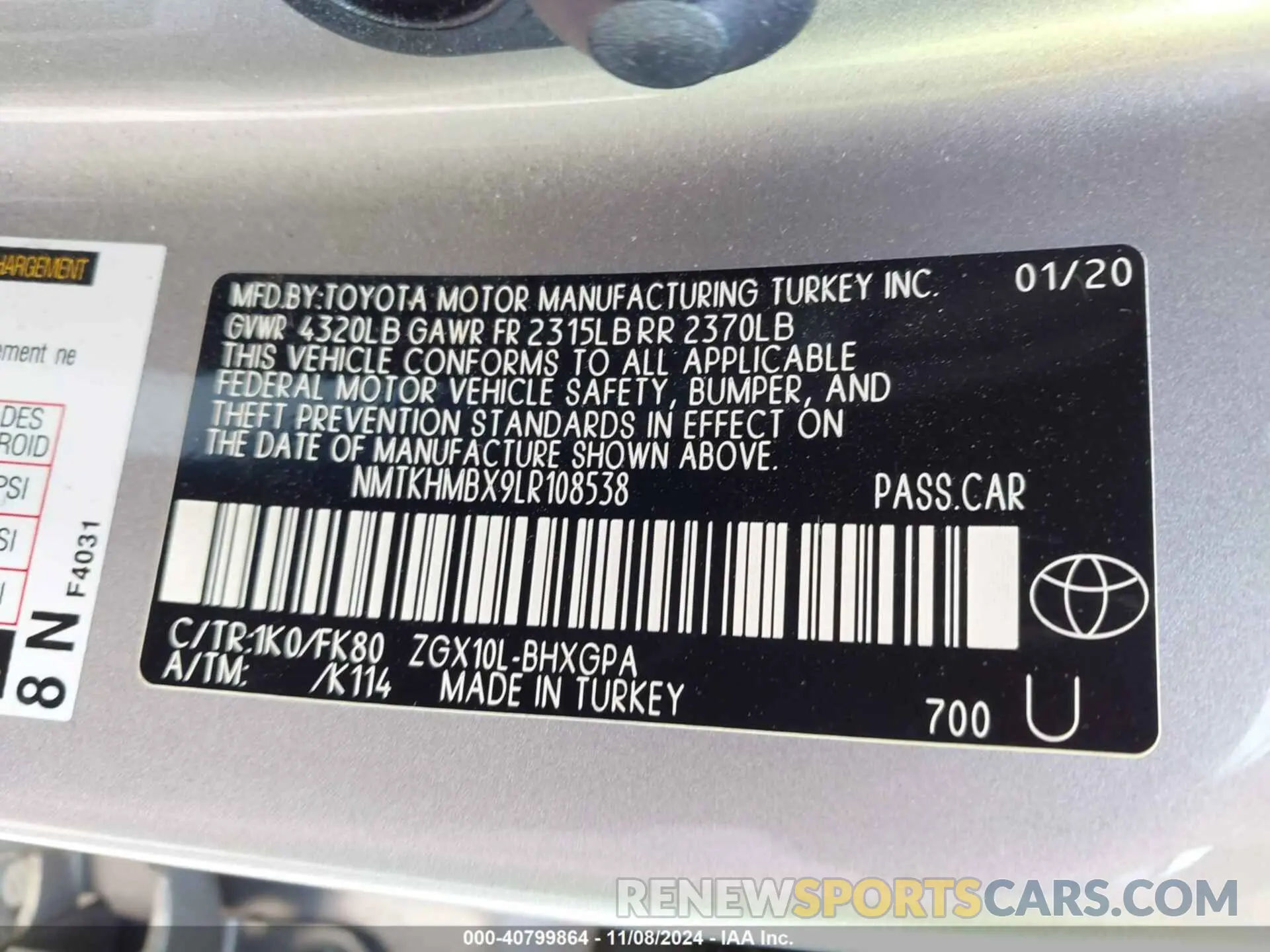 9 Photograph of a damaged car NMTKHMBX9LR108538 TOYOTA C-HR 2020