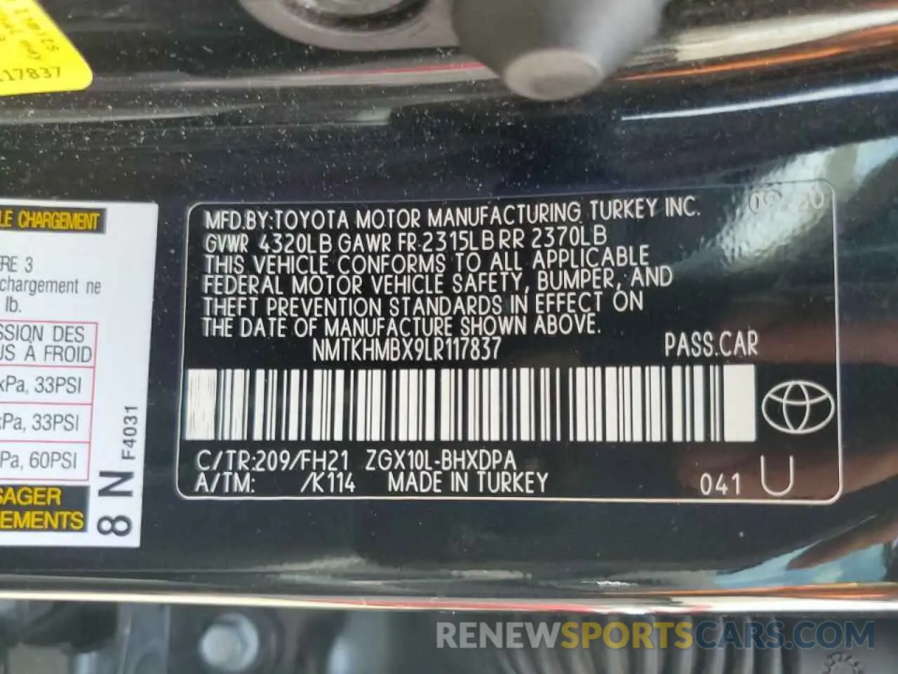 13 Photograph of a damaged car NMTKHMBX9LR117837 TOYOTA C-HR 2020