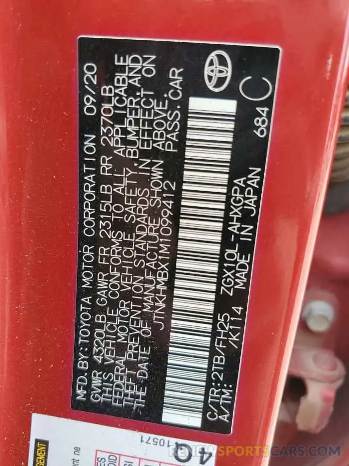 14 Photograph of a damaged car JTNKHMBX1M1099412 TOYOTA C-HR 2021