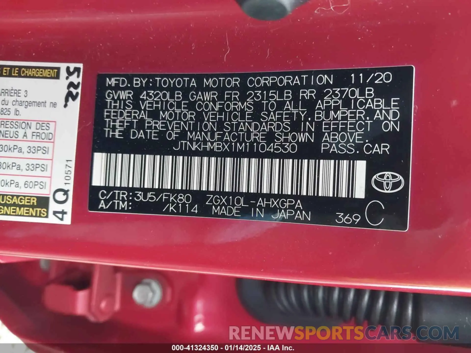 9 Photograph of a damaged car JTNKHMBX1M1104530 TOYOTA C-HR 2021