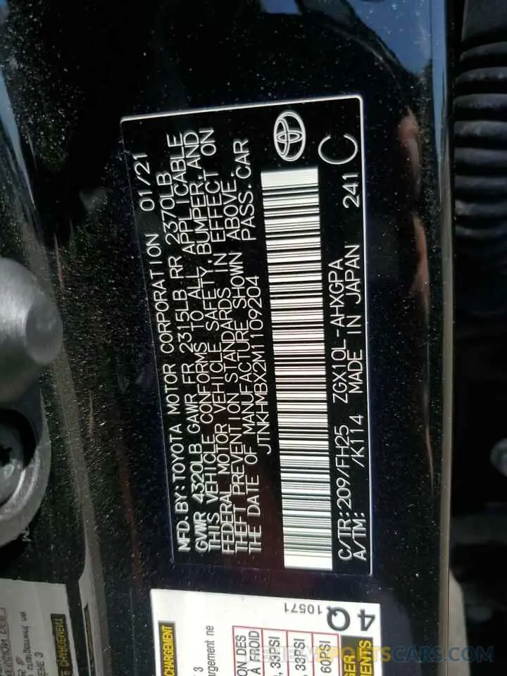 13 Photograph of a damaged car JTNKHMBX2M1109204 TOYOTA C-HR 2021