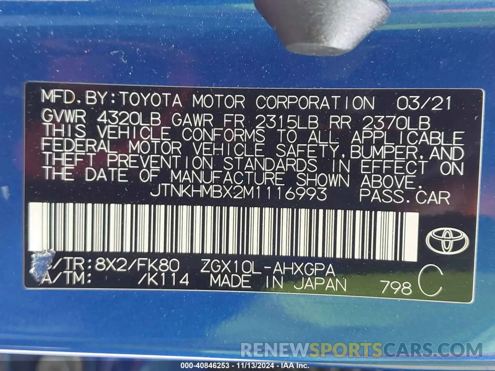 9 Photograph of a damaged car JTNKHMBX2M1116993 TOYOTA C-HR 2021