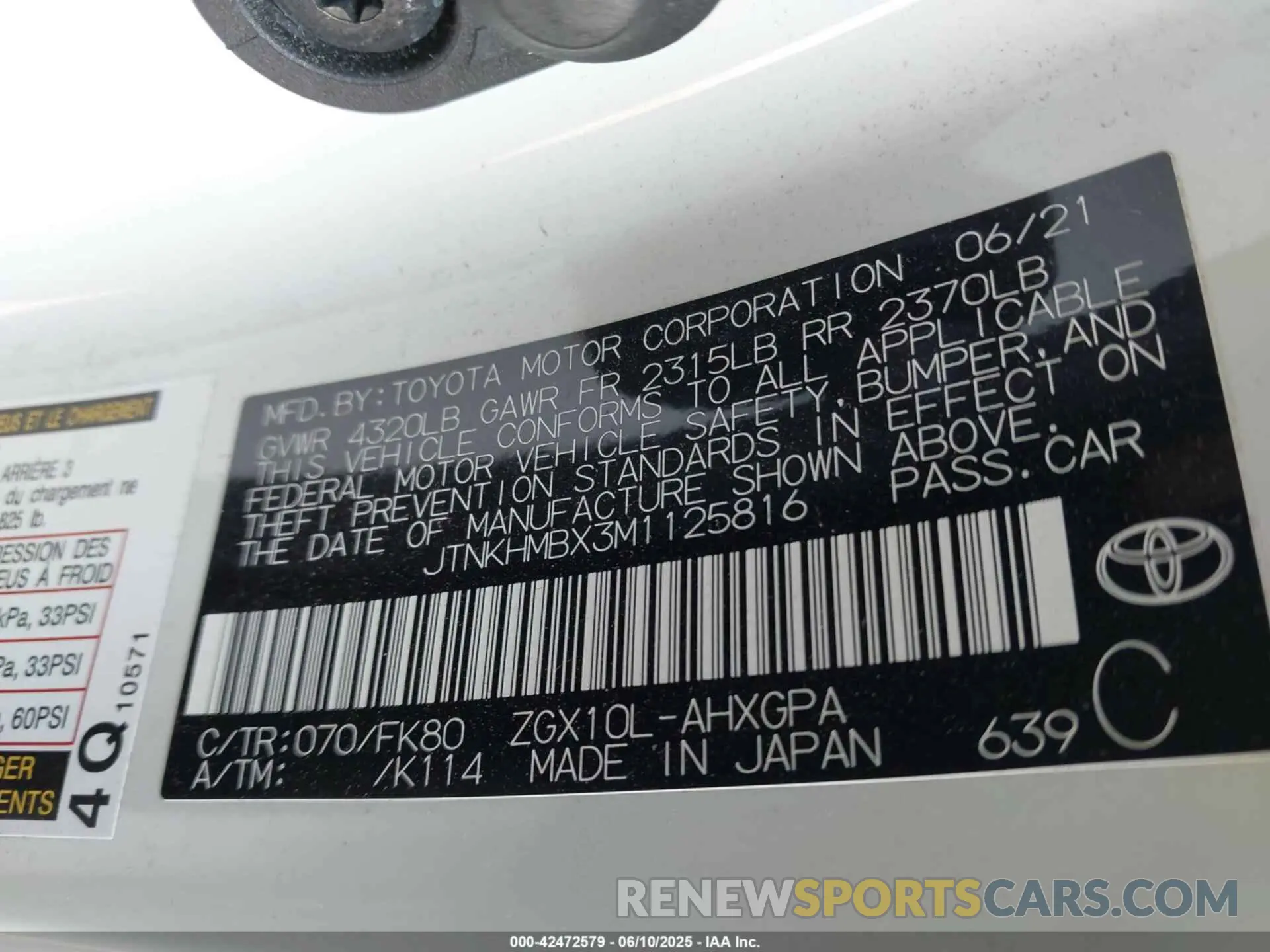 9 Photograph of a damaged car JTNKHMBX3M1125816 TOYOTA C-HR 2021