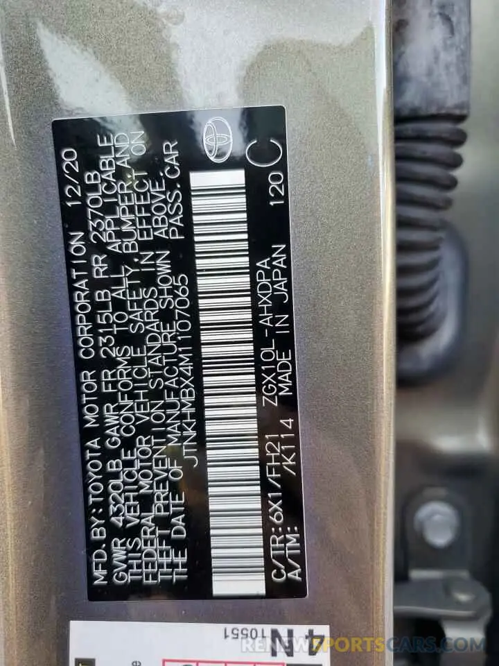 13 Photograph of a damaged car JTNKHMBX4M1107065 TOYOTA C-HR 2021