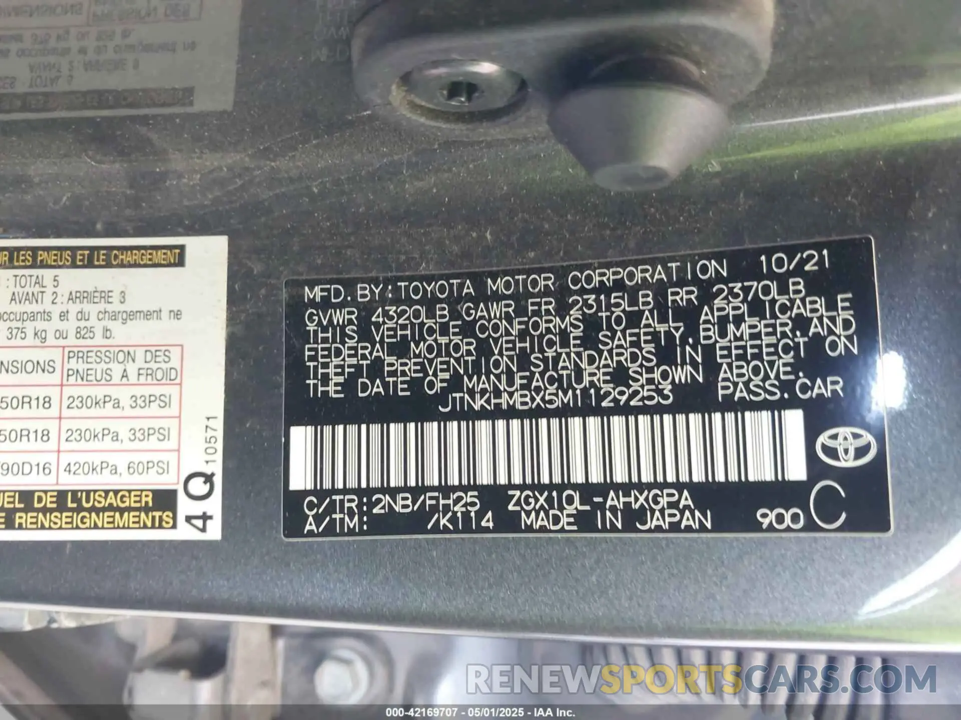 9 Photograph of a damaged car JTNKHMBX5M1129253 TOYOTA C-HR 2021