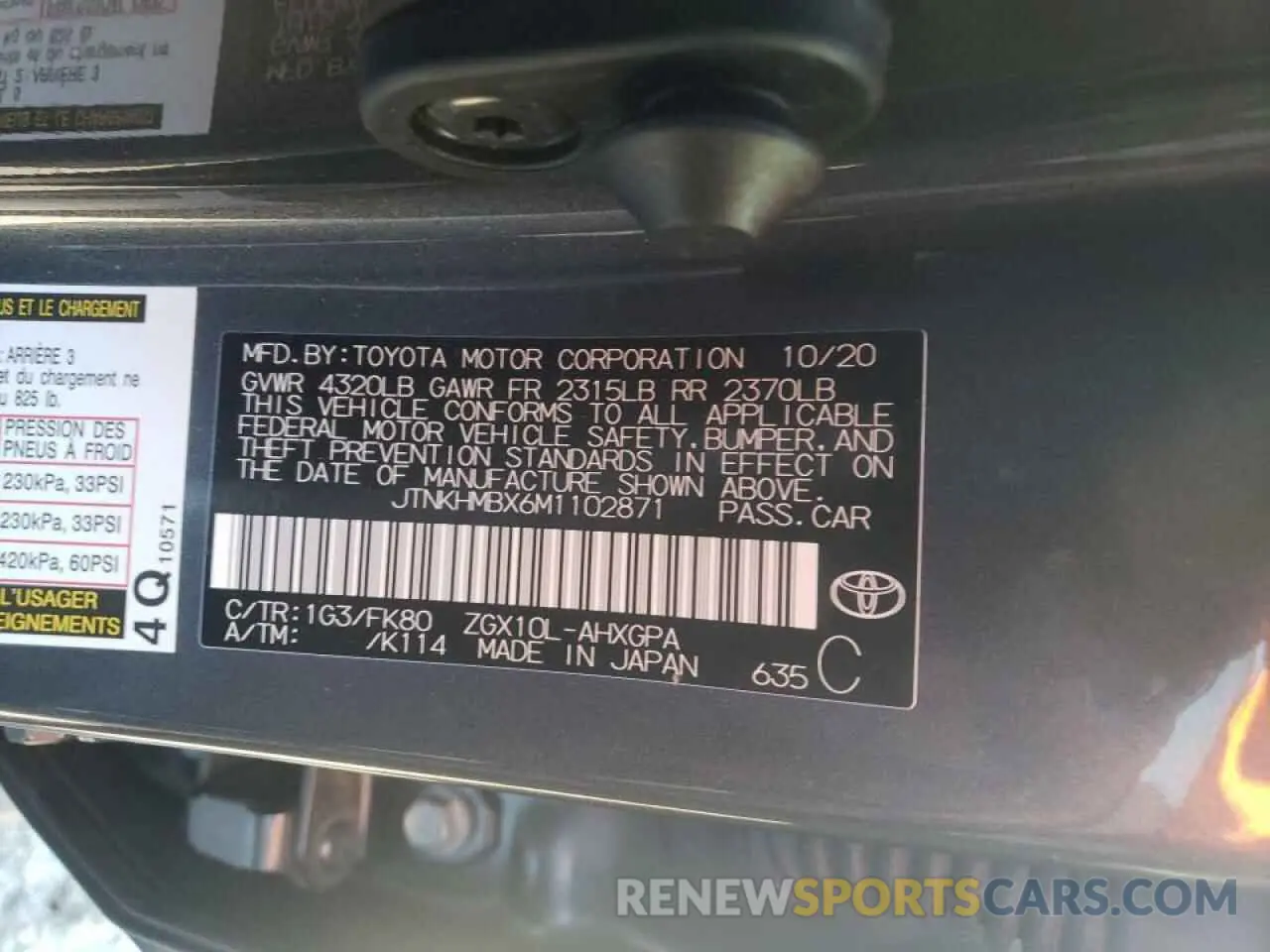 10 Photograph of a damaged car JTNKHMBX6M1102871 TOYOTA C-HR 2021
