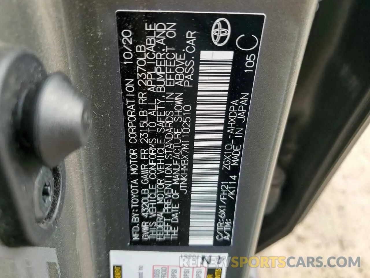 12 Photograph of a damaged car JTNKHMBX7M1102510 TOYOTA C-HR 2021