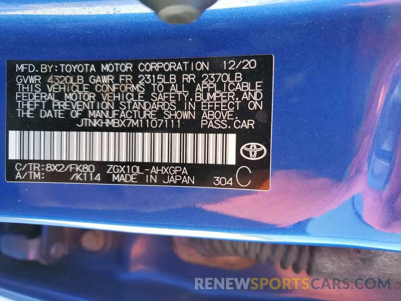 13 Photograph of a damaged car JTNKHMBX7M1107111 TOYOTA C-HR 2021
