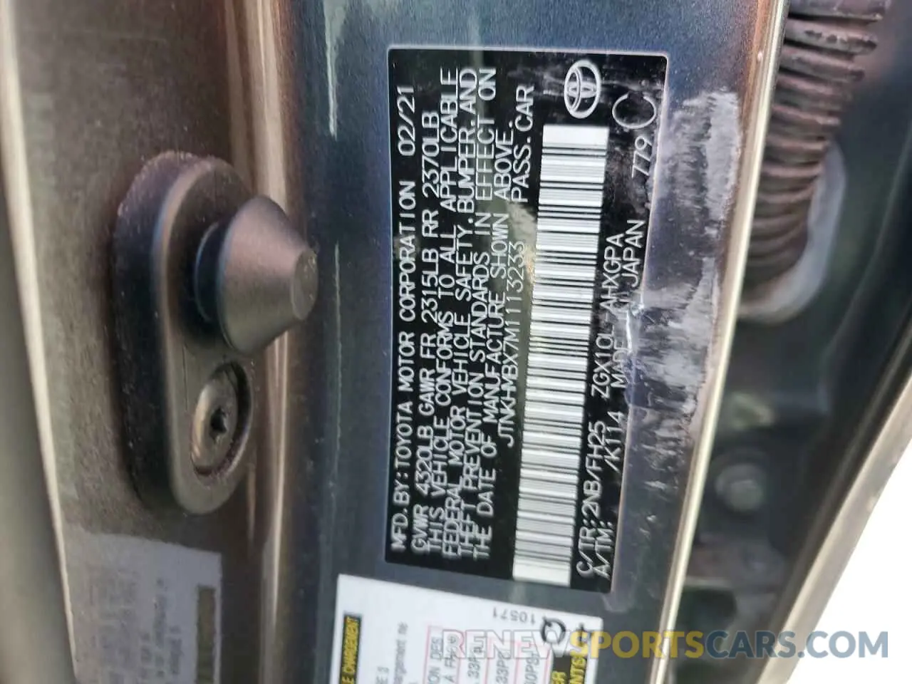 13 Photograph of a damaged car JTNKHMBX7M1113233 TOYOTA C-HR 2021
