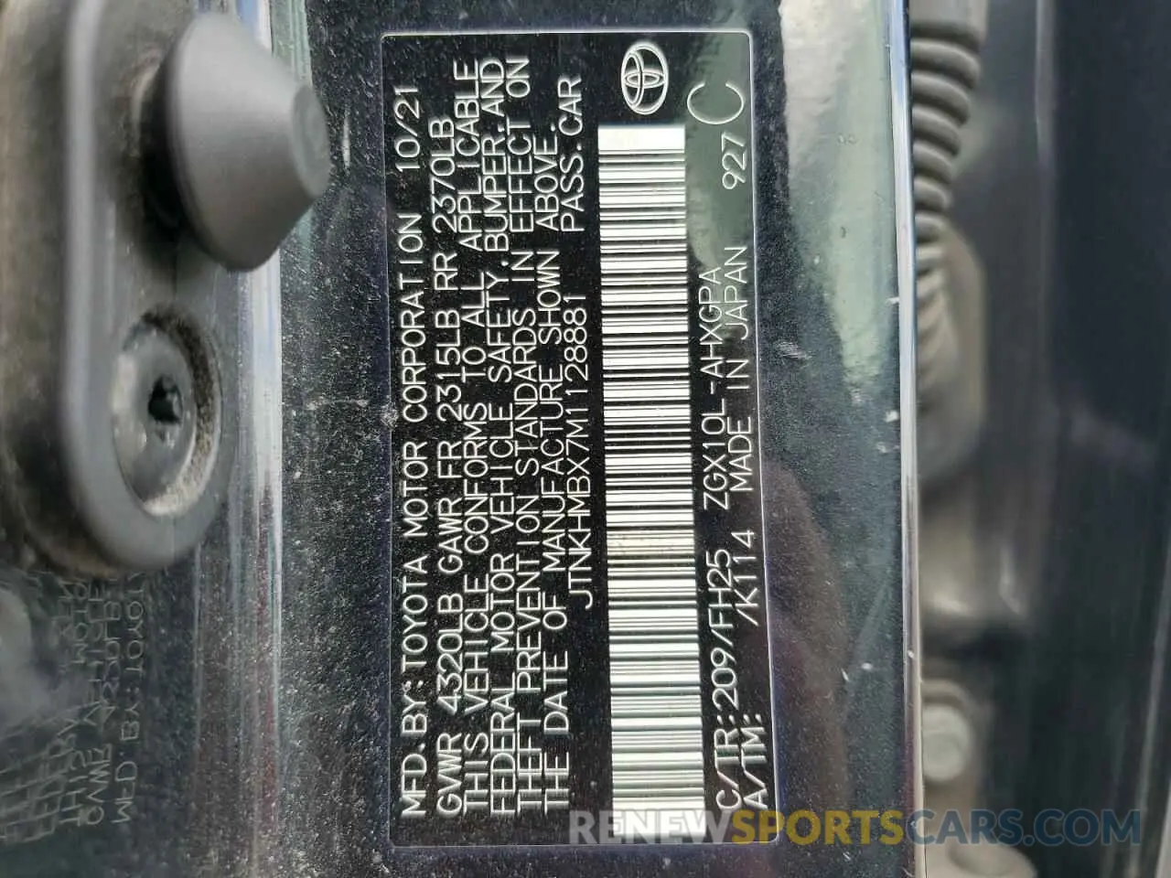 12 Photograph of a damaged car JTNKHMBX7M1128881 TOYOTA C-HR 2021