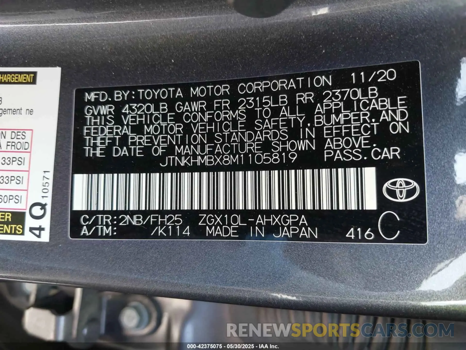9 Photograph of a damaged car JTNKHMBX8M1105819 TOYOTA C-HR 2021