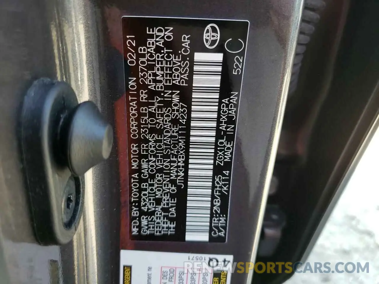 13 Photograph of a damaged car JTNKHMBX9M1114237 TOYOTA C-HR 2021