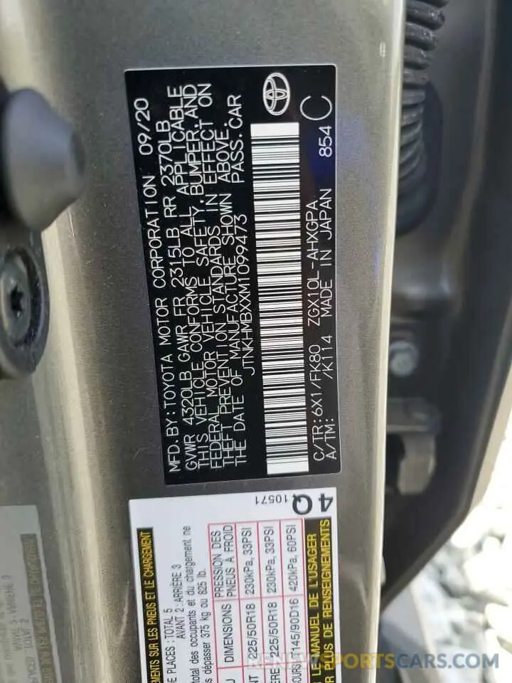 13 Photograph of a damaged car JTNKHMBXXM1099473 TOYOTA C-HR 2021