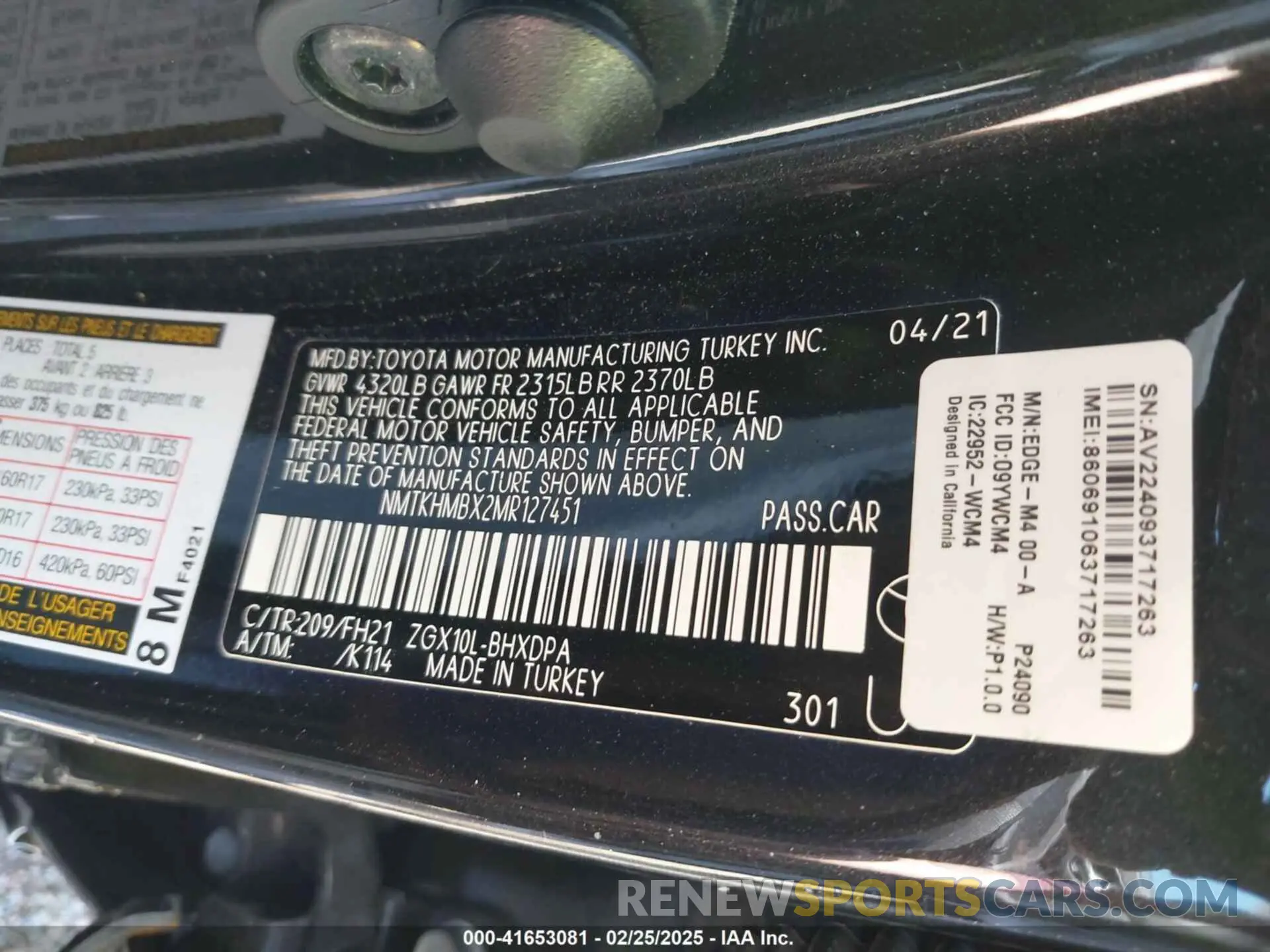 9 Photograph of a damaged car NMTKHMBX2MR127451 TOYOTA C-HR 2021