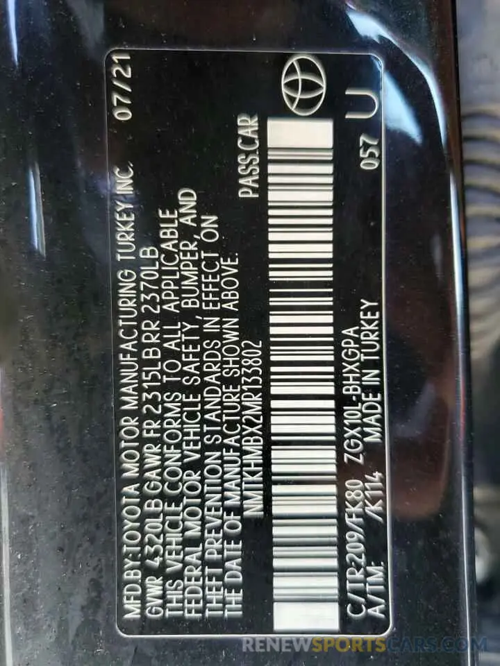 12 Photograph of a damaged car NMTKHMBX2MR133802 TOYOTA C-HR 2021