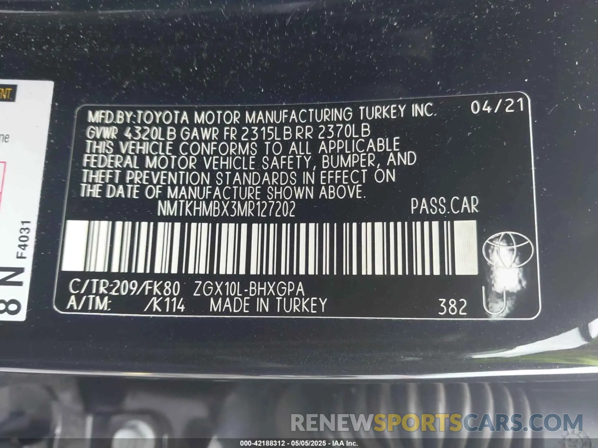 9 Photograph of a damaged car NMTKHMBX3MR127202 TOYOTA C-HR 2021