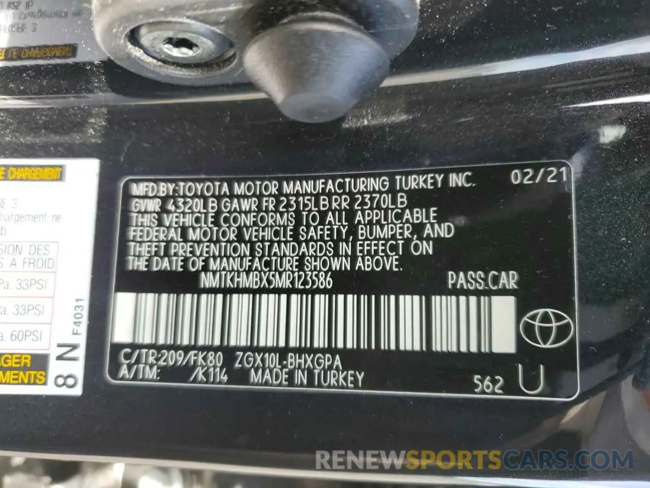13 Photograph of a damaged car NMTKHMBX5MR123586 TOYOTA C-HR 2021