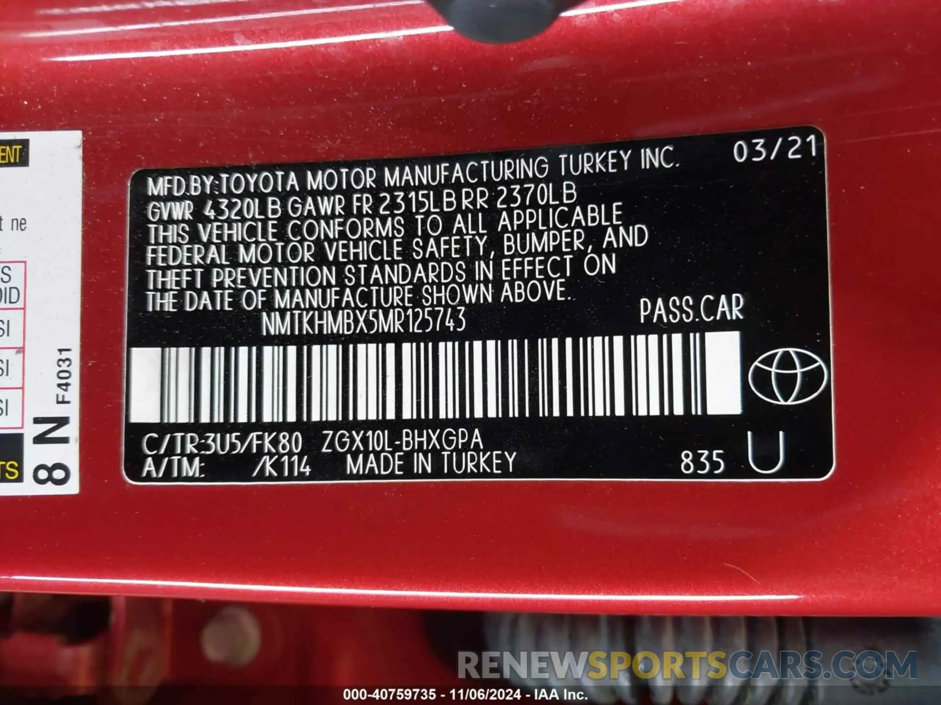 9 Photograph of a damaged car NMTKHMBX5MR125743 TOYOTA C-HR 2021