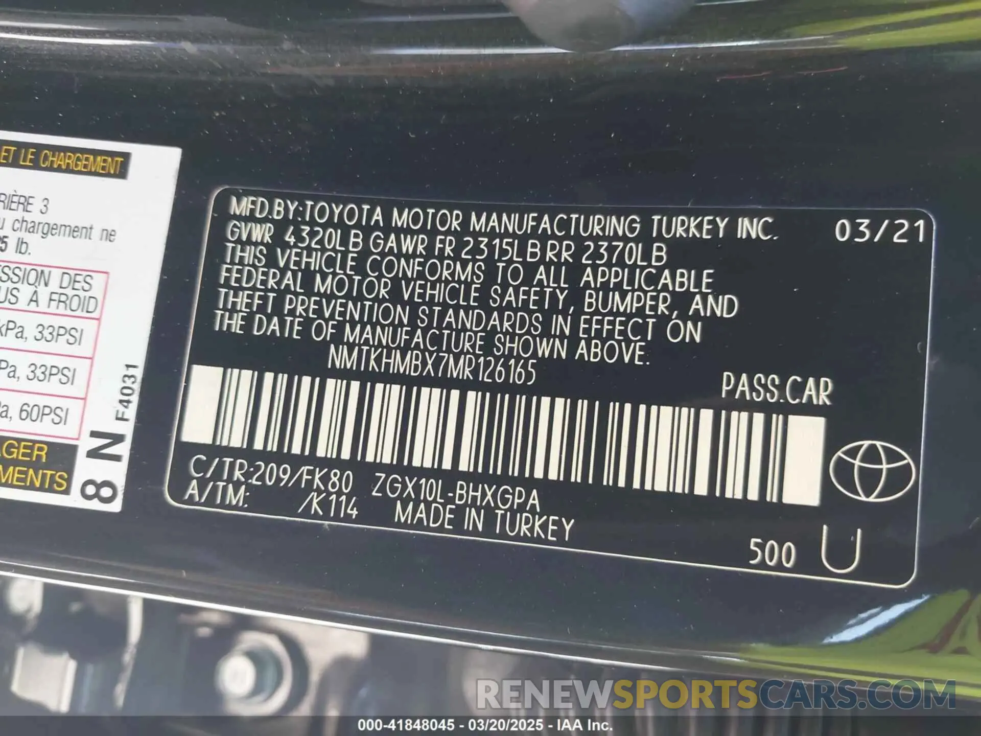 9 Photograph of a damaged car NMTKHMBX7MR126165 TOYOTA C-HR 2021