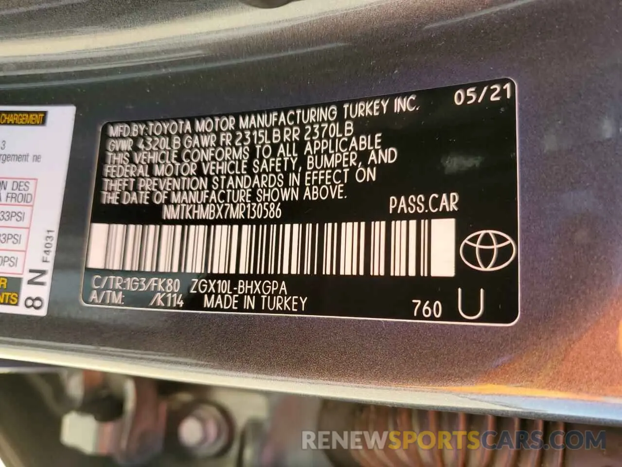 12 Photograph of a damaged car NMTKHMBX7MR130586 TOYOTA C-HR 2021