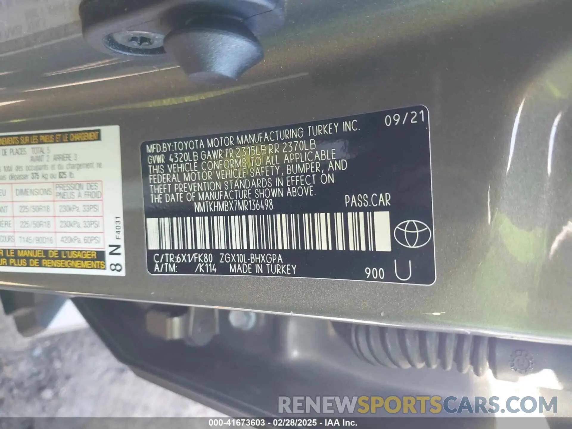 9 Photograph of a damaged car NMTKHMBX7MR136498 TOYOTA C-HR 2021