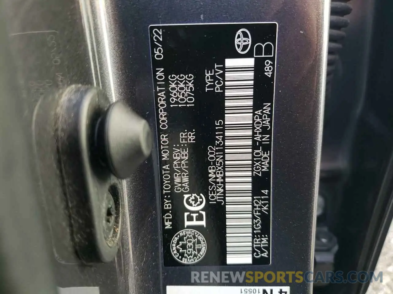 13 Photograph of a damaged car JTNKHMBX5N1134115 TOYOTA C-HR 2022