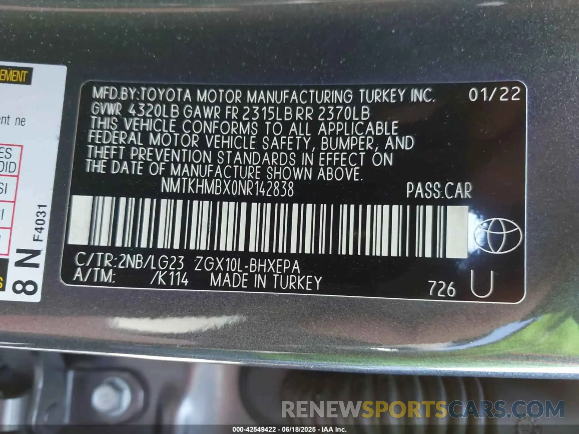 9 Photograph of a damaged car NMTKHMBX0NR142838 TOYOTA C-HR 2022
