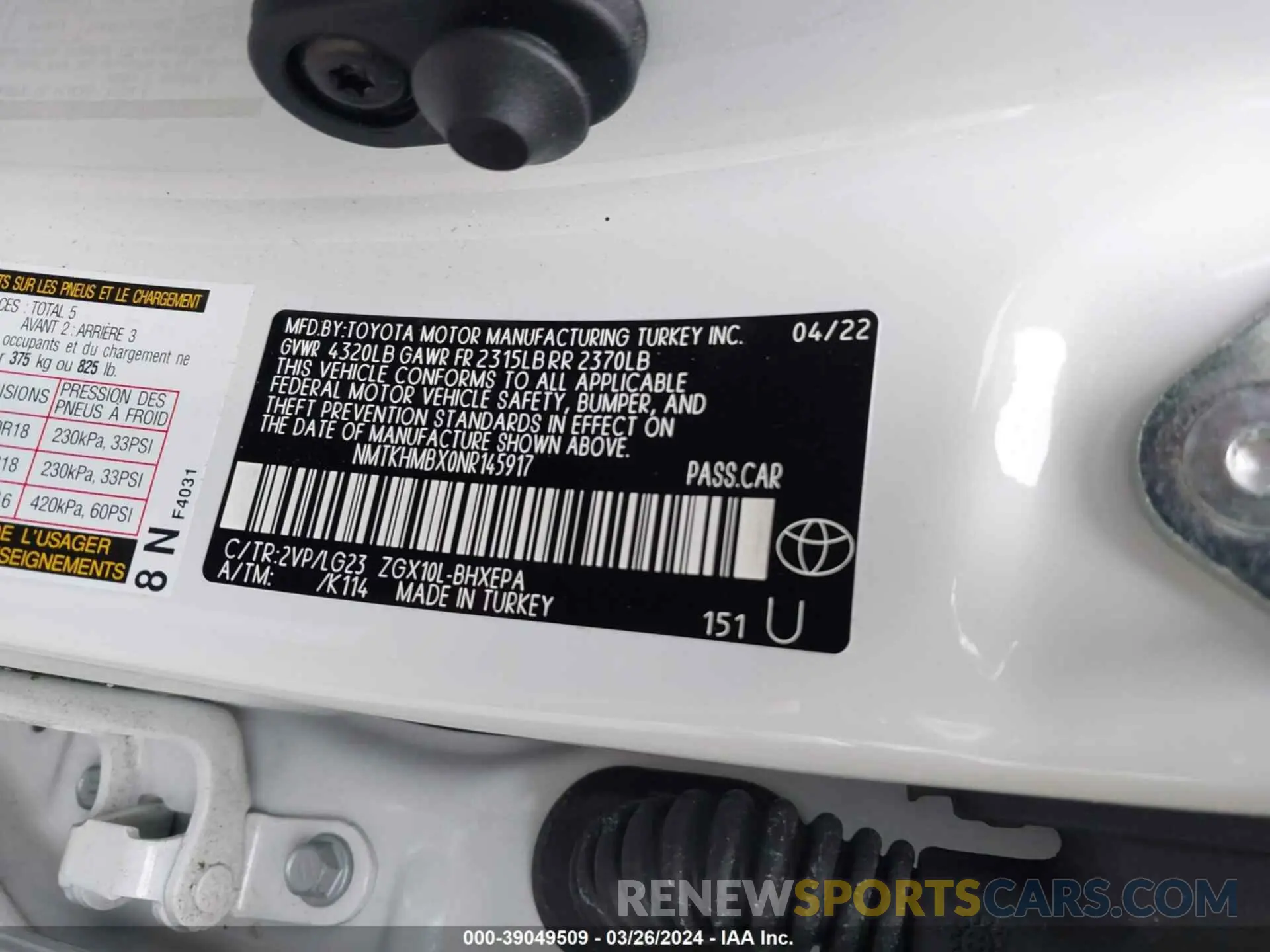 9 Photograph of a damaged car NMTKHMBX0NR145917 TOYOTA C-HR 2022